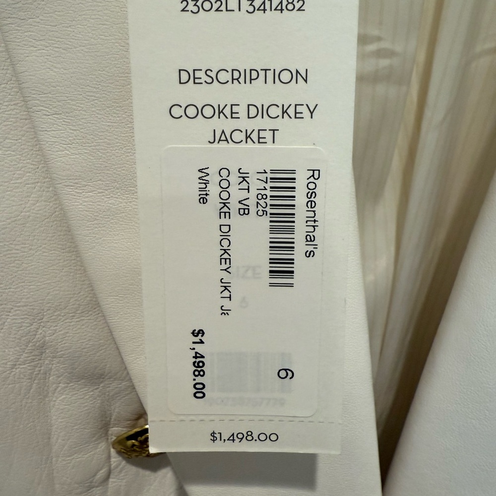 NWT Veronica Beard Cooke Dickey jacket white leather blazer size 6 - Picture 9 of 13